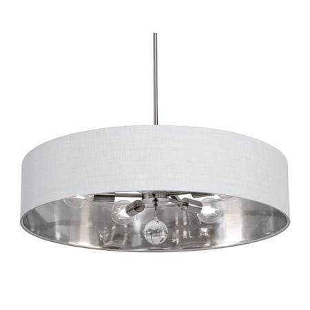 Afx Celine Pendant, 30 in., Satin Nickel Finish, White/Silver Shade CLNP30MBSN-WHSL